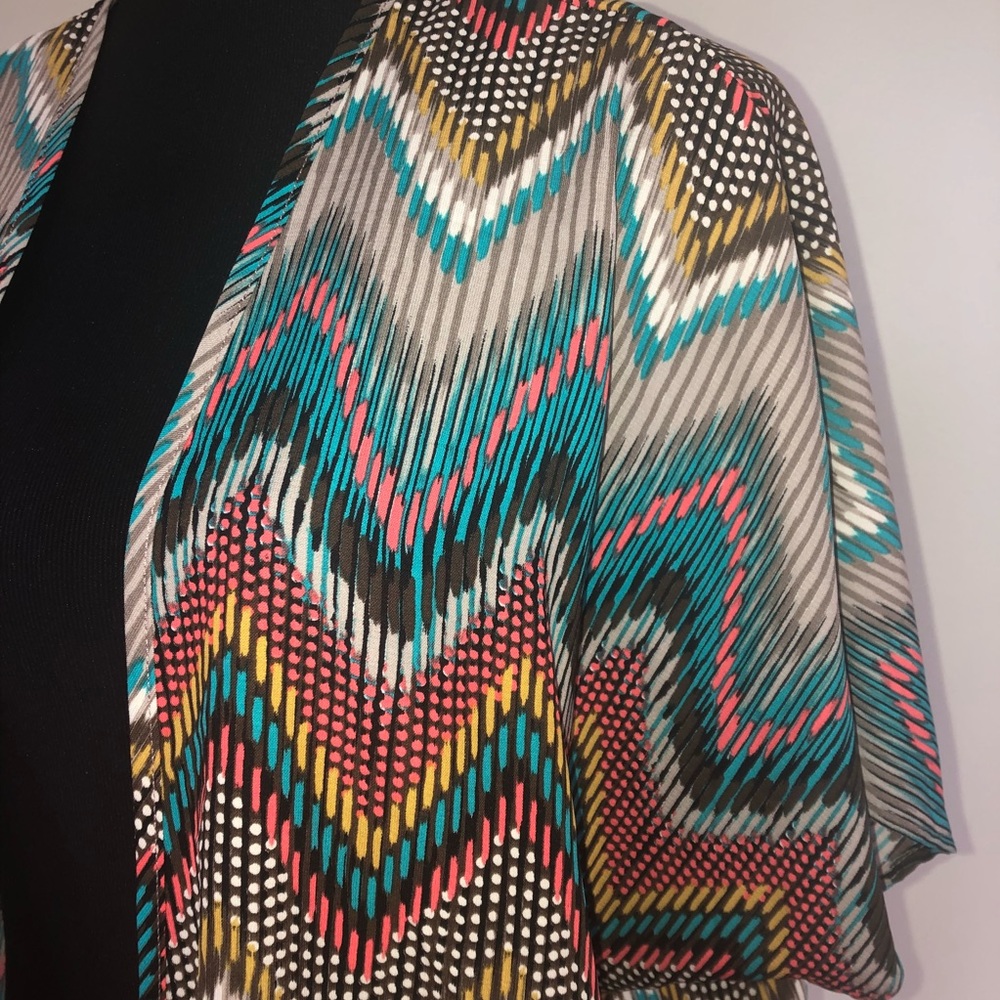 Chevron Boho Open Kimono Caftan Swim Coverup Top - Picture 3 of 5